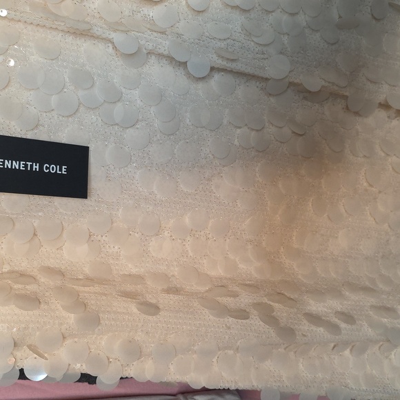 Kenneth Cole New York Oyster Sequin Mini Dress Size M Ivory Cream Disco Party - Picture 12 of 17